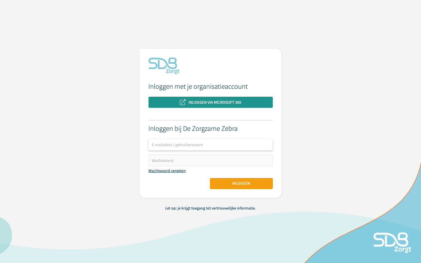 Inlogscherm van SDB Identity